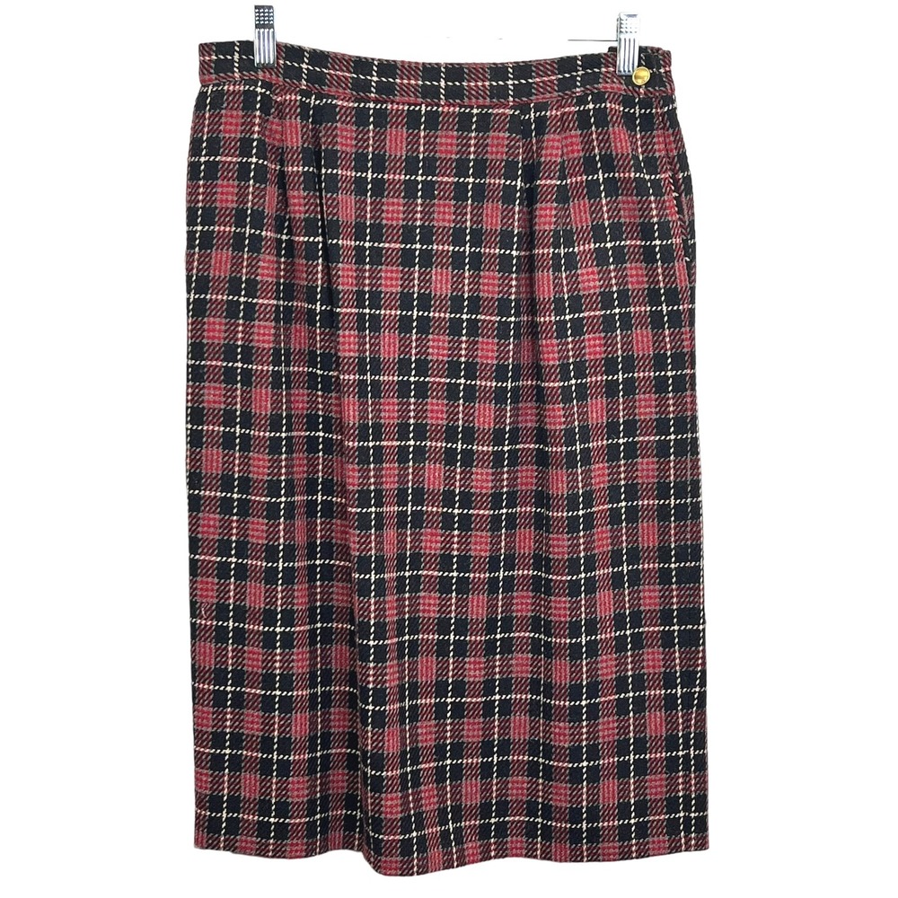 VTG Haberdashery Plaid Womens Suit Red 12P Wool Blend Academia Tartan Plaid - Picture 7 of 12